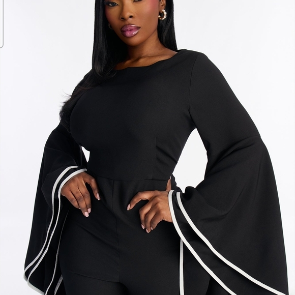 Fashion Nova Black Jumpsuit with White Trim - Picture 2 of 5